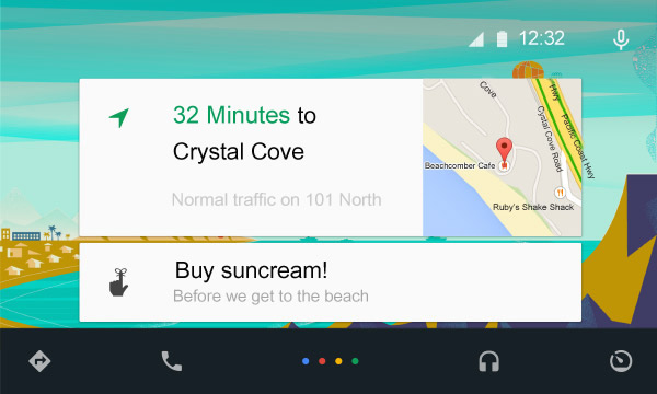Android Auto information cards
