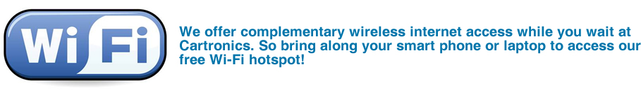 wifi zone at Cartronics while you wait to install wireless Bluetooth, handfree technology in your car