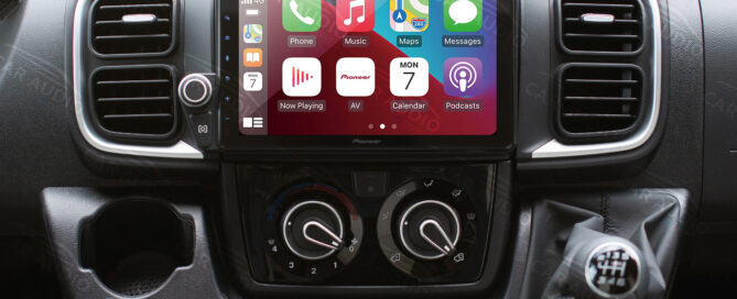 Fiat Ducato with new radio installation including Apple CarPlay and Android Auto