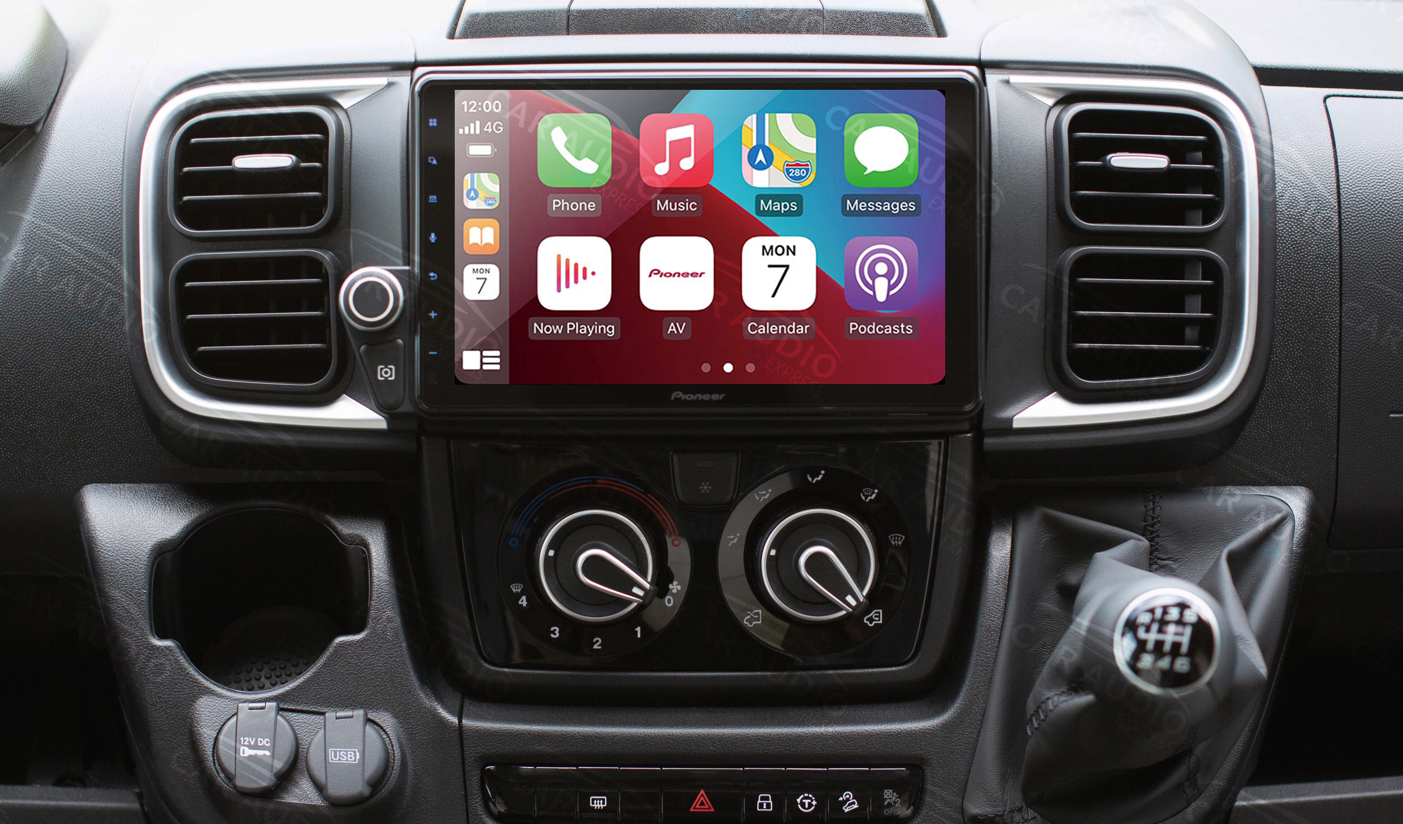Fiat Ducato with new radio installation including Apple CarPlay and Android Auto